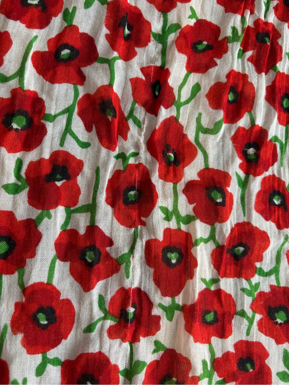 J Crew Lightweight Floral Poppy Scarf - Red & Green on Cream - Picture 10 of 10